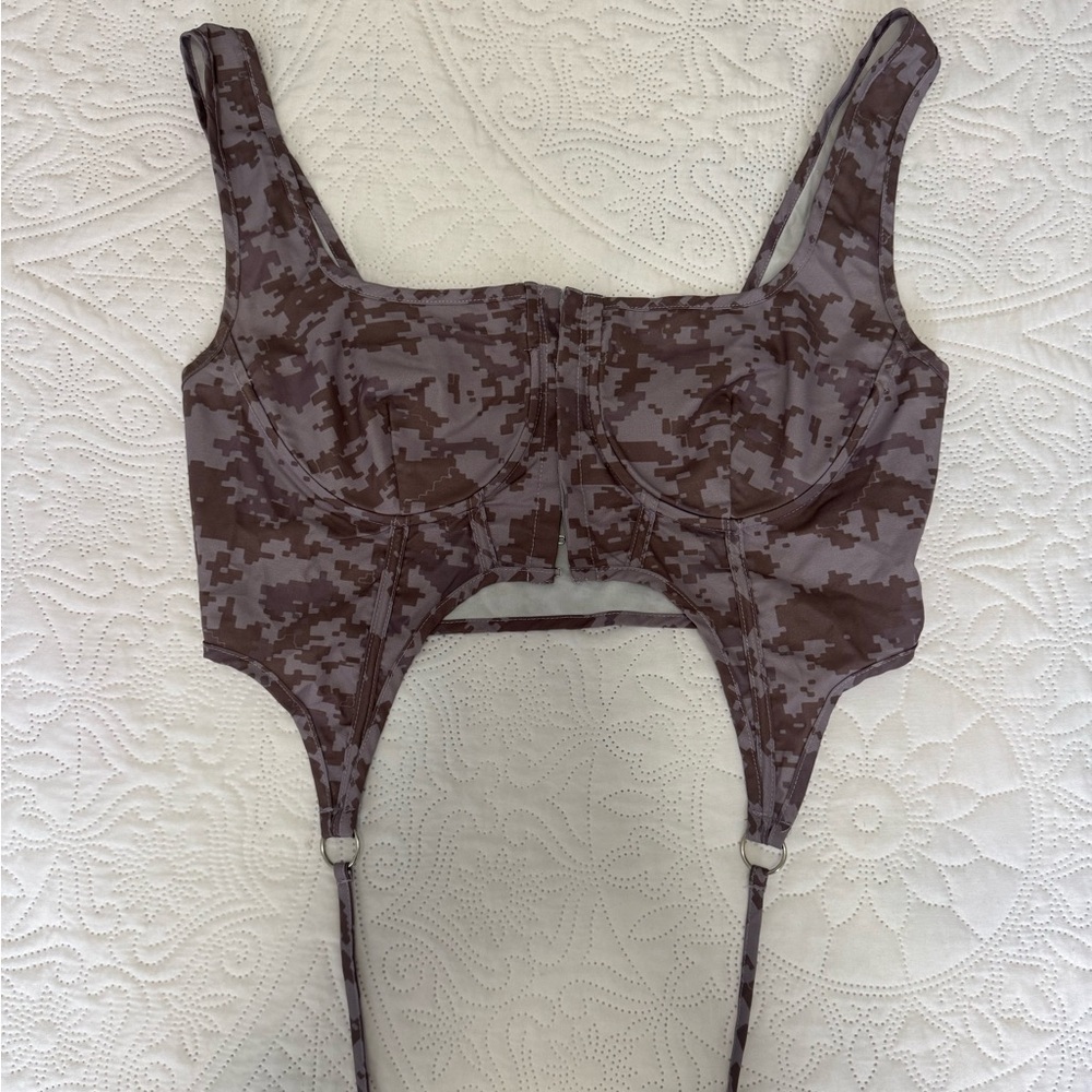 EGO corset camo bustier top